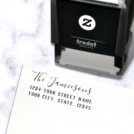 Elegante Script Familienaam Retouradres Zelfinktende Stempel