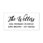 Elegante Script Familienaam & Typografie Adres Rubberstempel (Afrduk)