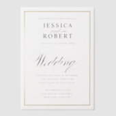 Elegante script faux gouden rand bruiloft vellum uitnodigingen (Voorkant)