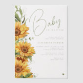 Elegante script floral baby shower overlay vellum uitnodigingen (Voorkant)