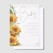 Elegante script floral baby shower overlay vellum uitnodigingen (Offset)