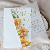 Elegante script floral baby shower overlay vellum uitnodigingen