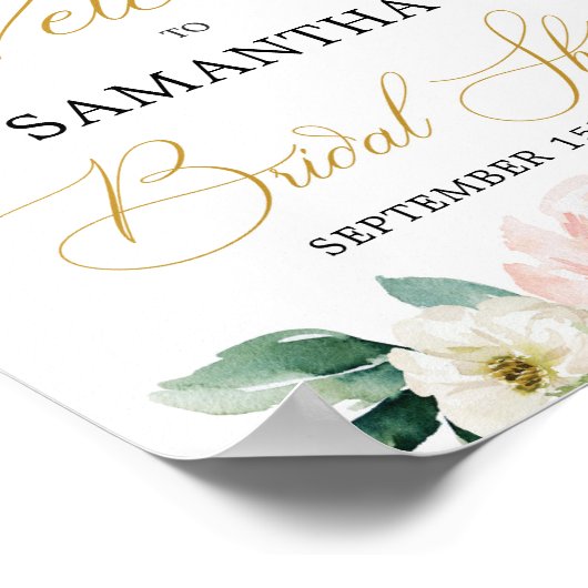 Elegante script font boho blozen groen welkom poster (Hoek)