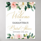 Elegante script font boho blozen groen welkom poster (Voorkant)