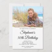 Elegante Script Foto 50e Verjaardag Kaart (Voorkant)