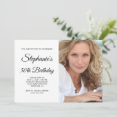 Elegante Script Foto 50e Verjaardag Kaart (Staand voorkant)