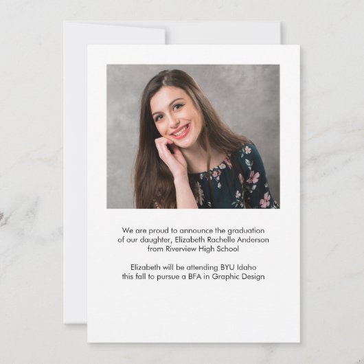 Elegante script foto afstudeer aankondiging (Achterkant)