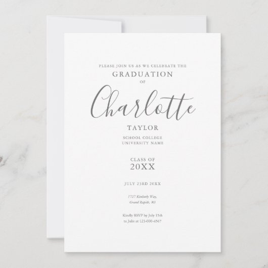 Elegante Script Foto Afstudeerfeest  Kaart (Voorkant)