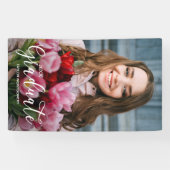 Elegante Script Foto Afstudeerfeest Spandoek (Horizontaal)