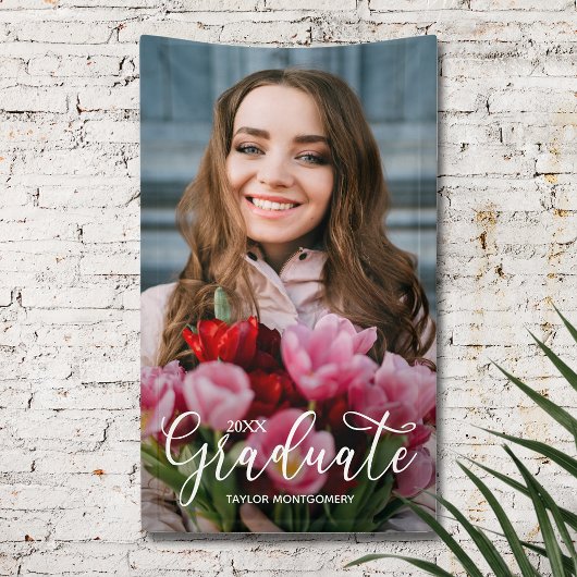 Elegante Script Foto Afstudeerfeest Spandoek