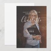 Elegante script foto afstudeerfeest uitnodiging (Voorkant / Achterkant)