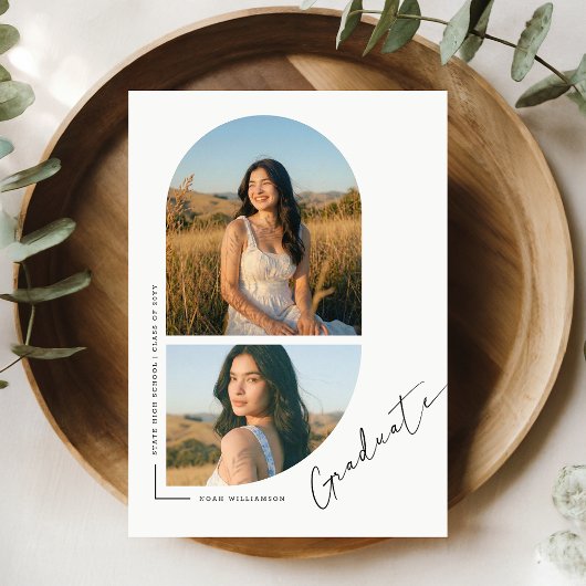 Elegante Script Foto Afstudeerfeest Uitnodiging