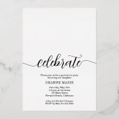 Elegante script foto afstuderen goud folie uitnodiging (Achterkant)