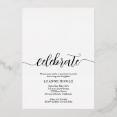 Elegante Script Foto Afstuderen Zilver Folie Uitnodiging (Achterkant)
