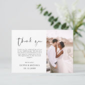 Elegante Script Foto Bruiloft Bedankkaart (Staand voorkant)