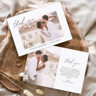 Elegante Script Foto Bruiloft Bedankkaart Flyer
