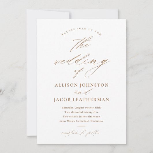 Elegante Script Foto Bruiloft Kaart (Voorkant)