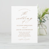Elegante Script Foto Bruiloft Kaart (Staand voorkant)