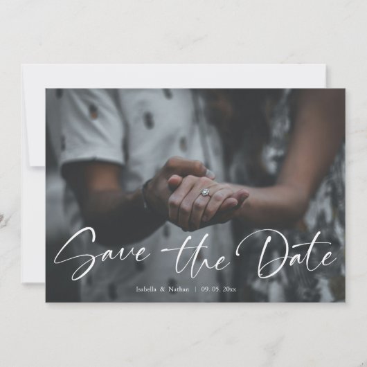 Elegante Script Foto Bruiloft Save The Date (Voorkant)