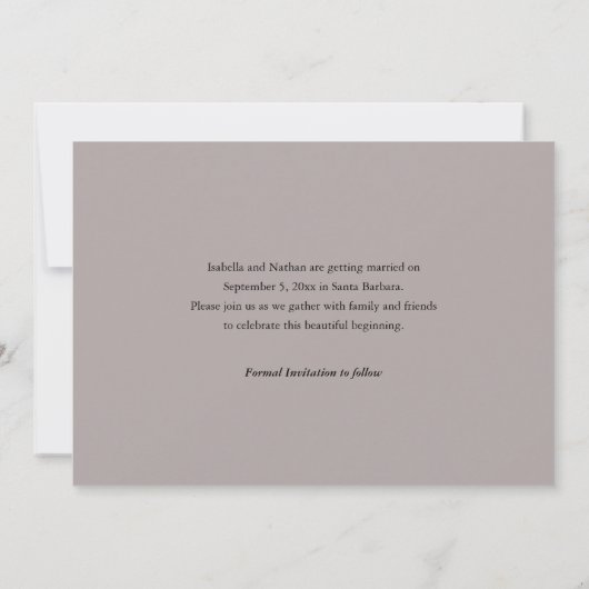 Elegante Script Foto Bruiloft Save The Date (Achterkant)