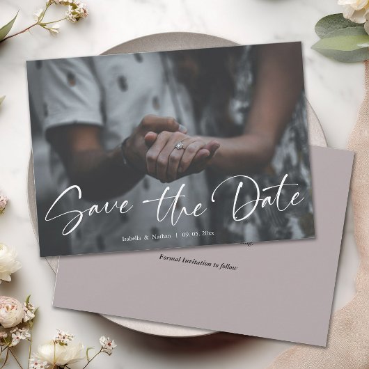 Elegante Script Foto Bruiloft Save The Date