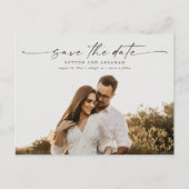 Elegante Script Foto Bruiloft Save the Date Aankondigingskaart (Voorkant)