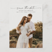 Elegante Script Foto Bruiloft Save the Date Aankondigingskaart (Voorkant)