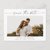 Elegante Script Foto Bruiloft Save the Date Aankondigingskaart (Voorkant)
