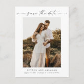 Elegante Script Foto Bruiloft Save the Date Aankondigingskaart (Voorkant)