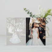 Elegante Script Foto Bruiloft Save The Date Folie Uitnodiging (Staand Voorkant)