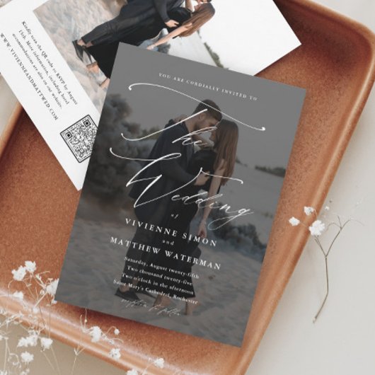 Elegante Script Foto Budget Huwelijksuitnodiging