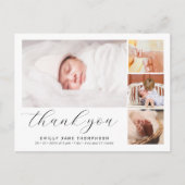 Elegante Script Foto Collage Geboorteaankondiging Briefkaart (Voorkant)