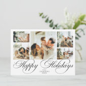 Elegante Script Foto Collage Traditionele Kerstmis Feestdagenkaart (Staand voorkant)