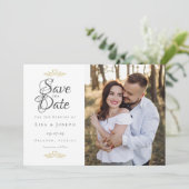 Elegante Script Foto Gouden Hart Save the Date  Kaart (Staand voorkant)