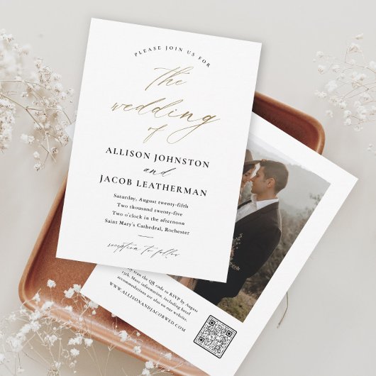 Elegante Script Foto Gouden Huwelijk Kaart