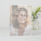 Elegante Script Foto Herdenking van het Leven Fune Kaart (Staand voorkant)