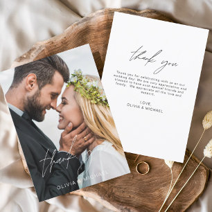 Elegante Script Foto Huwelijk Bedankkaart