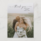 Elegante Script Foto Huwelijk Bedankt Briefkaart (Voorkant)