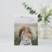 Elegante Script Foto Huwelijk Bedankt Briefkaart (Staand voorkant)