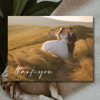 Elegante Script Foto Huwelijk Bedankt