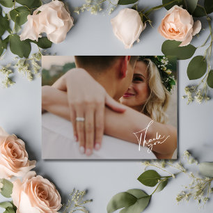 Elegante Script Foto Huwelijk Bedankt Briefkaart
