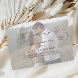 Elegante Script Foto Huwelijk Kaart