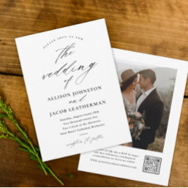 Elegante Script Foto Huwelijk Kaart