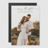 Elegante Script Foto Huwelijk Magnetische Kaart (Voorkant / Achterkant)