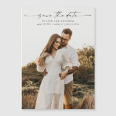 Elegante Script Foto Huwelijk Magnetische Kaart (Voorkant)