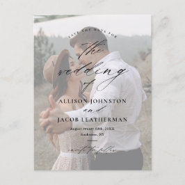 Elegante Script Foto Huwelijk Opslaan Datum Aankondigingskaart