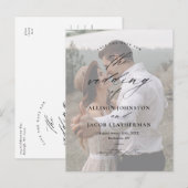 Elegante Script Foto Huwelijk Opslaan Datum Aankondigingskaart (Voorkant / Achterkant)