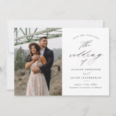 Elegante Script Foto Huwelijk Save The Date (Voorkant)