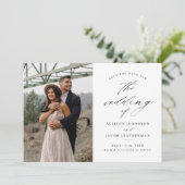 Elegante Script Foto Huwelijk Save The Date (Staand voorkant)