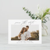 Elegante Script Foto Huwelijk Save The Date (Staand voorkant)